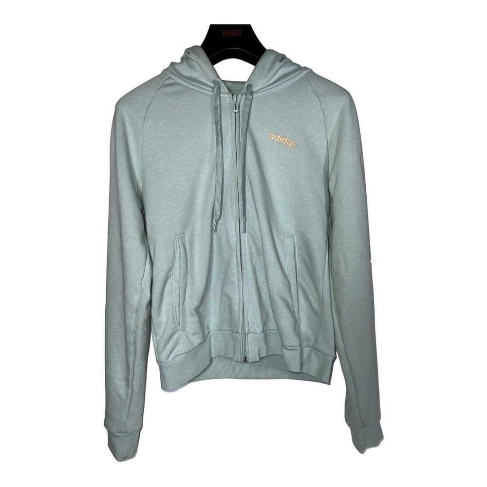Adidas Womens Small Mint Green Full Zip‎ Hoodie Sweatshirt Logo Athletic
